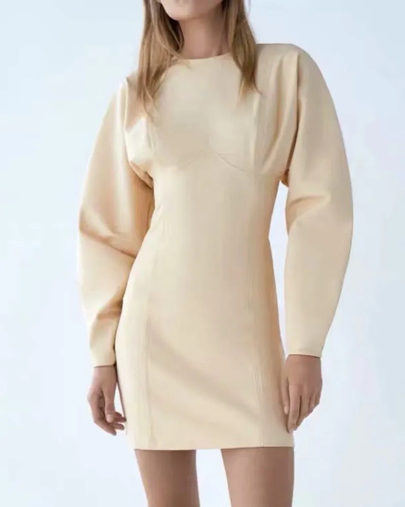 Round Neck Splicing Bodycon Mini Dress