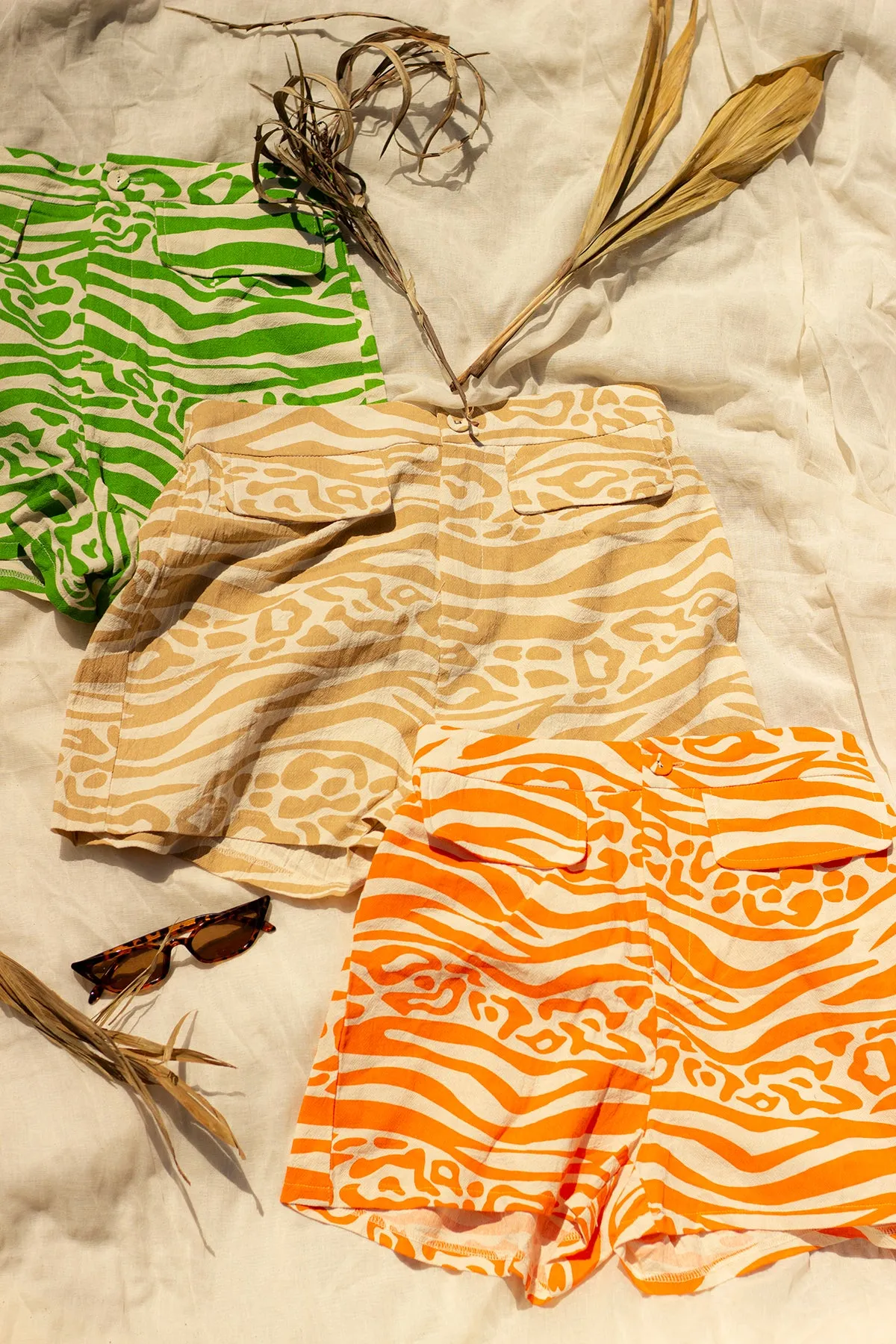 Safari Print High Waisted Shorts