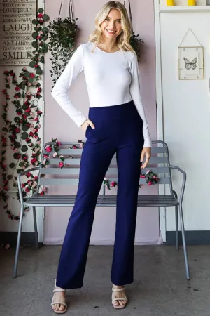 SALE Navy Flare Pants with Side Waist Band and Pocket