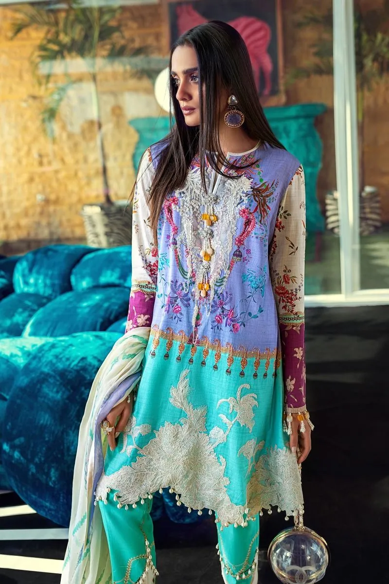 Sana Safinaz Lawn Outfit in Turquoise Color #M0055