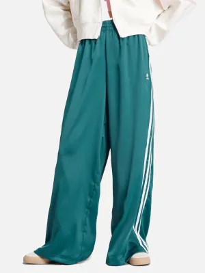 Satin Wide Leg Track Pants - Green