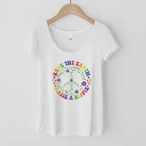 Save the Earth Raise a Hippie - Women’s Flex Scoop Neck Tee