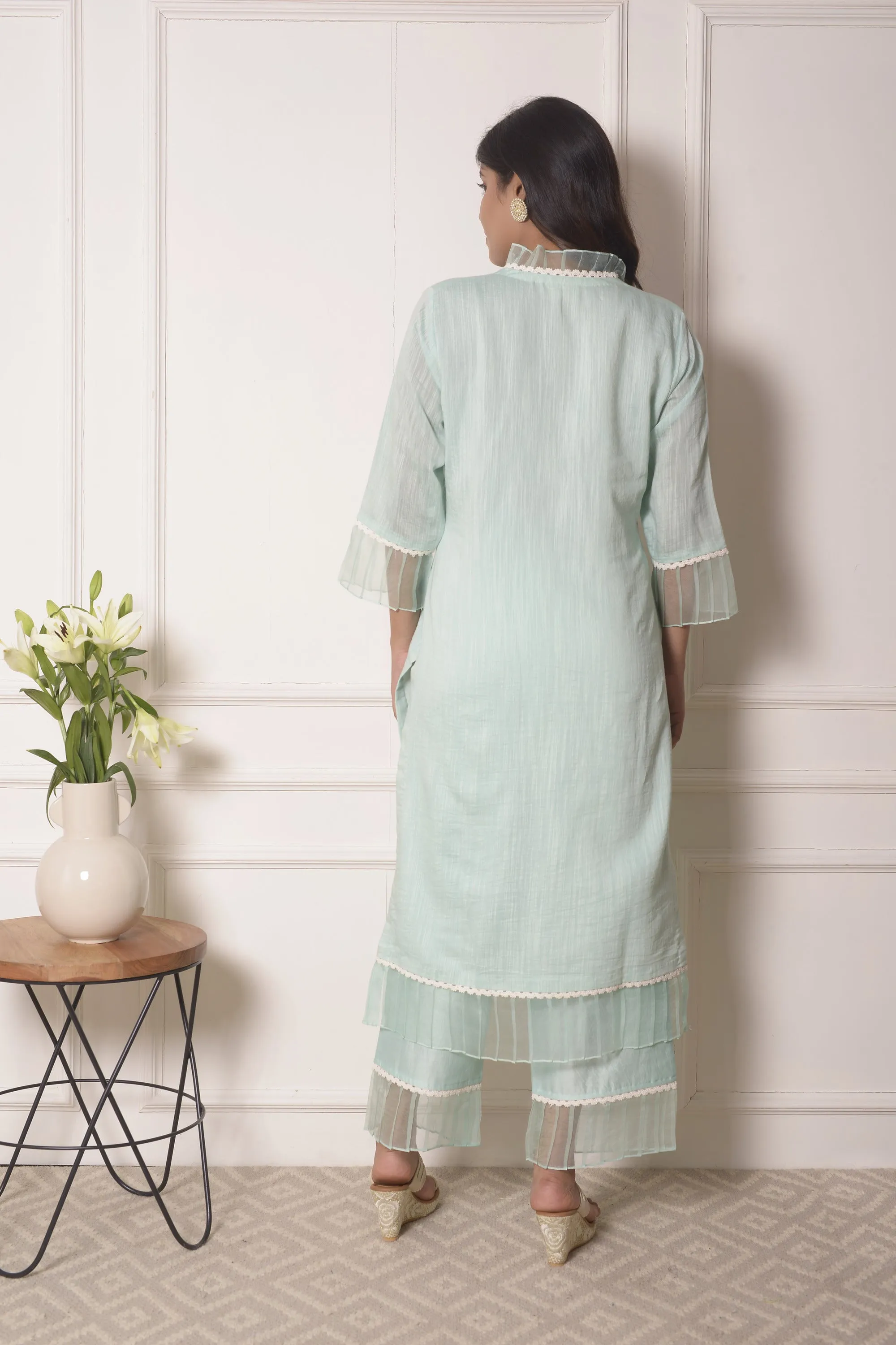 SEA BLUE SUNFLOWER DESIGN KURTA SET