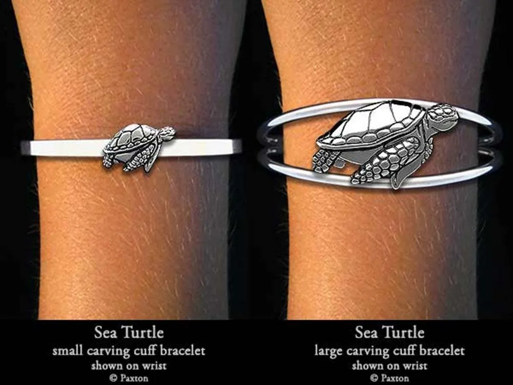Sea Turtle Cuff Bracelet Sterling Silver