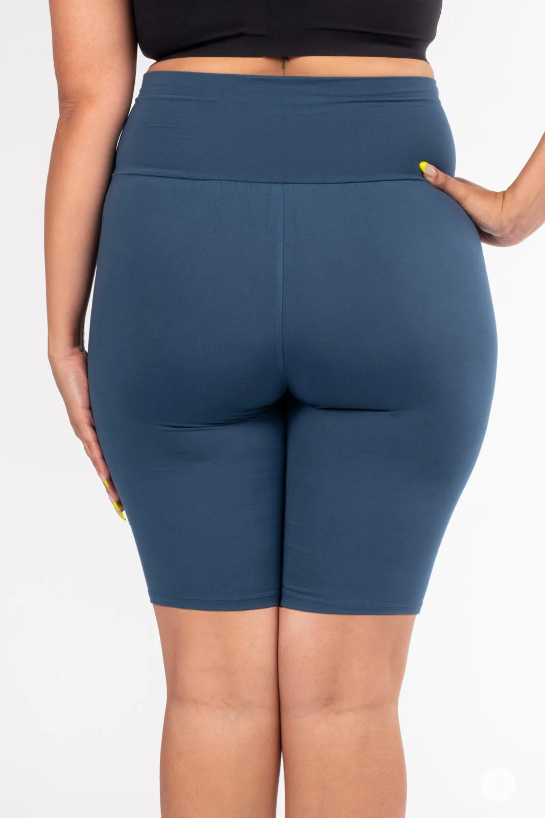 Seaport Blue High-Waisted Biker Shorts