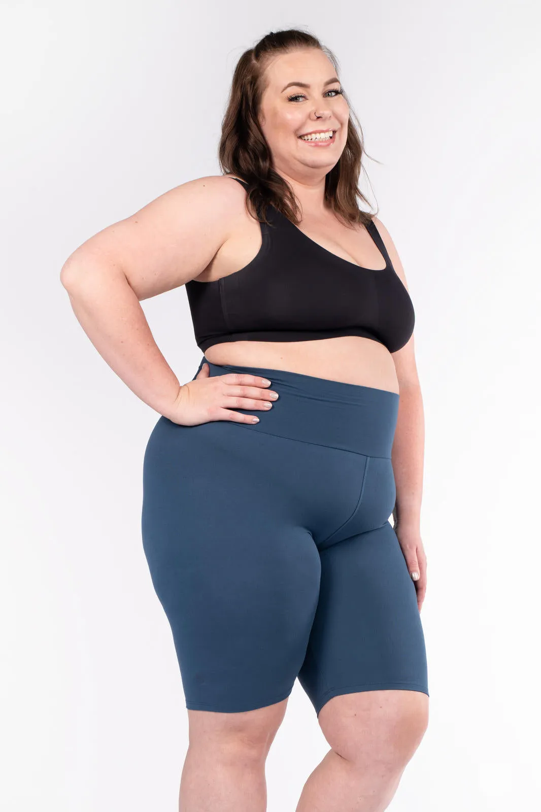 Seaport Blue High-Waisted Biker Shorts