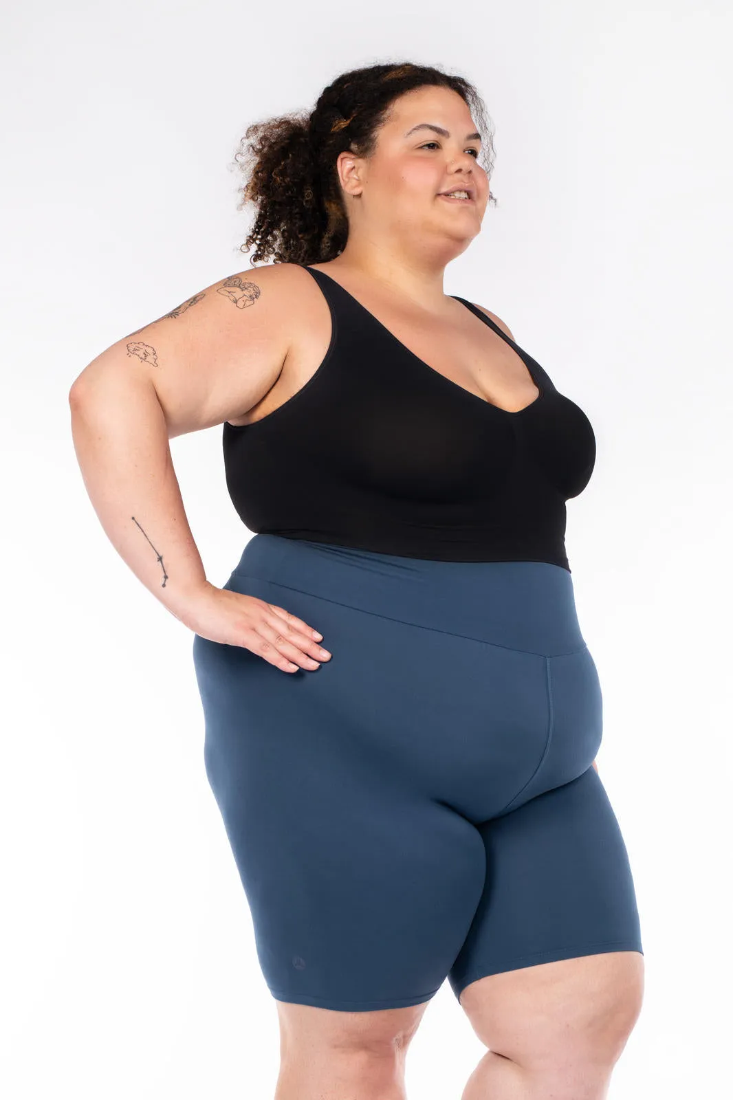 Seaport Blue High-Waisted Biker Shorts