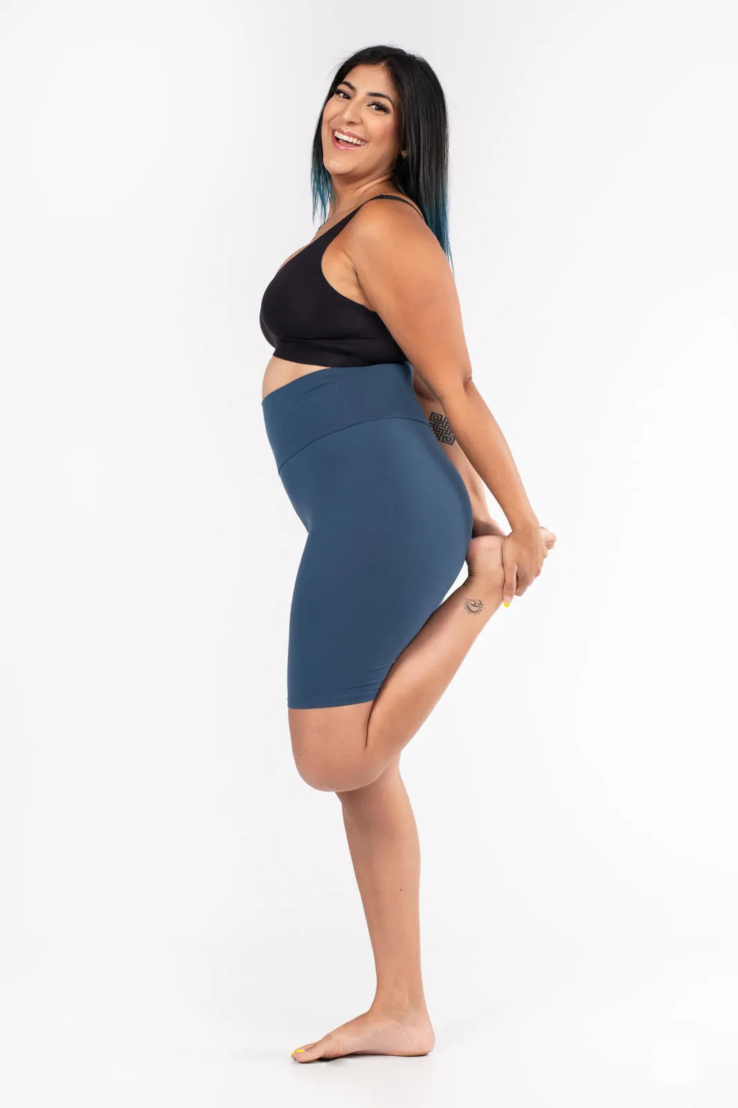 Seaport Blue High-Waisted Biker Shorts
