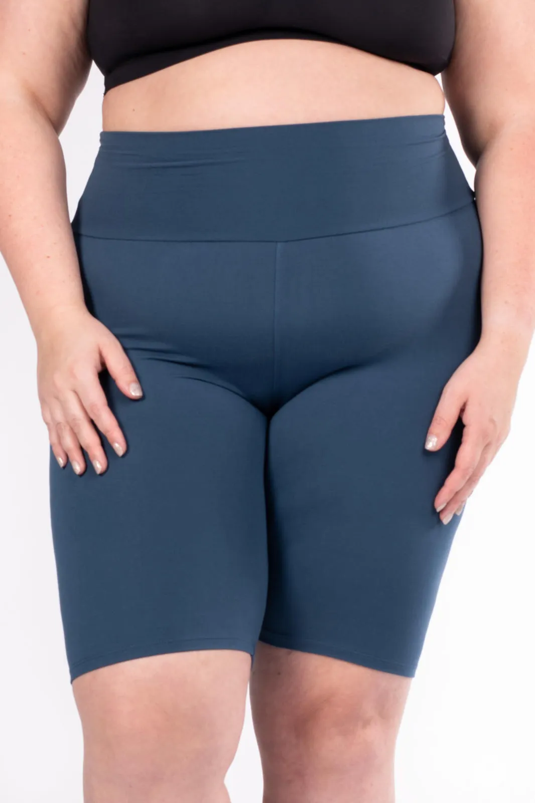 Seaport Blue High-Waisted Biker Shorts