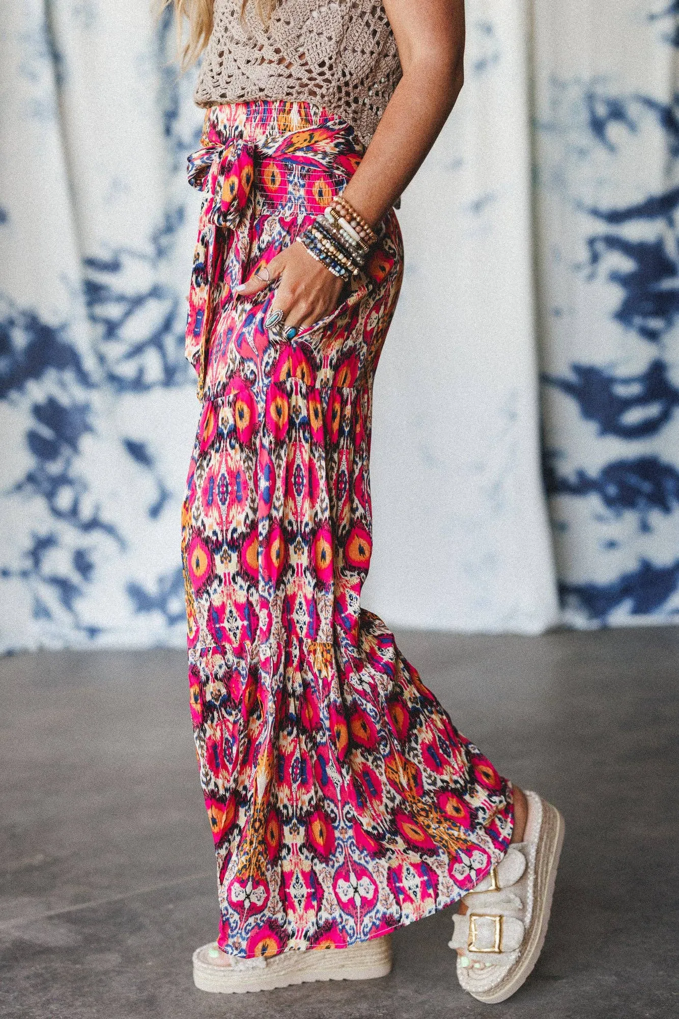 Secret Admirer Printed Pants - Pink Multi