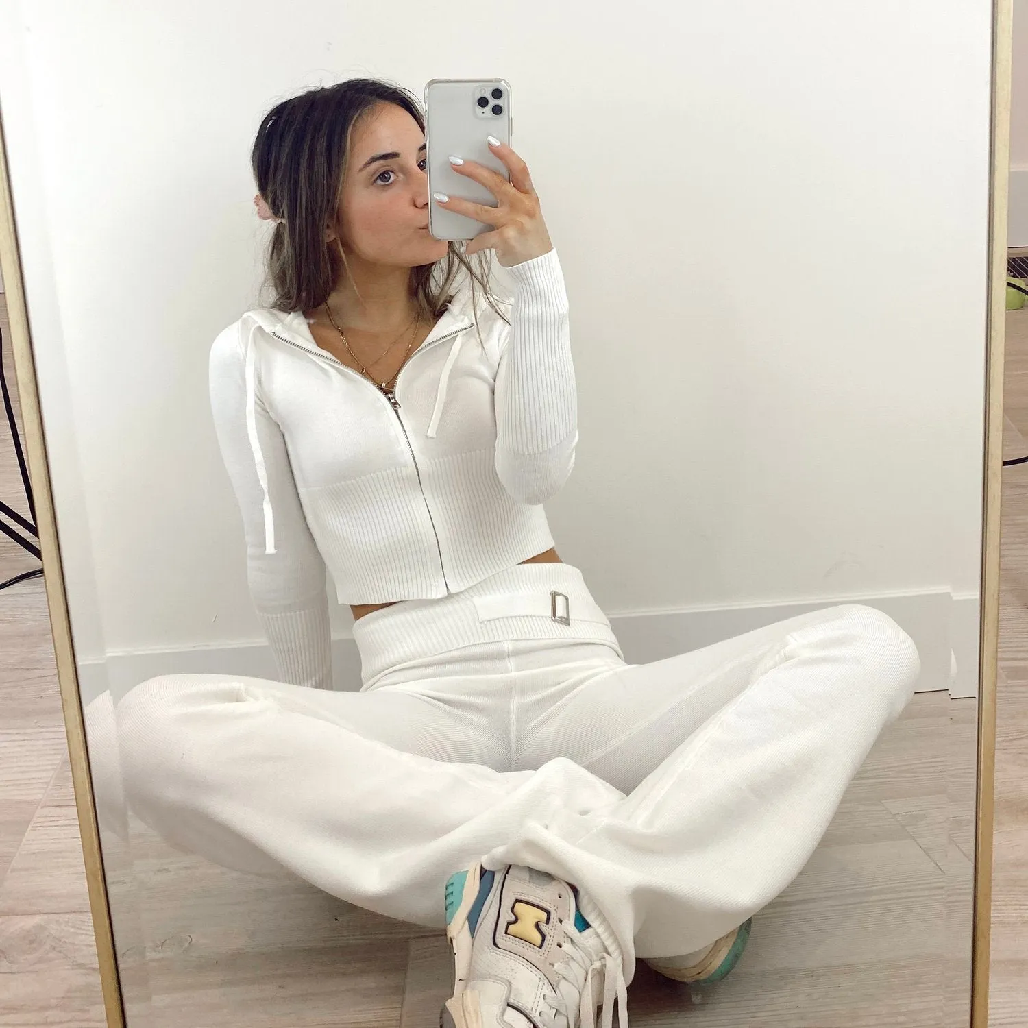 Selina White Knit Pants