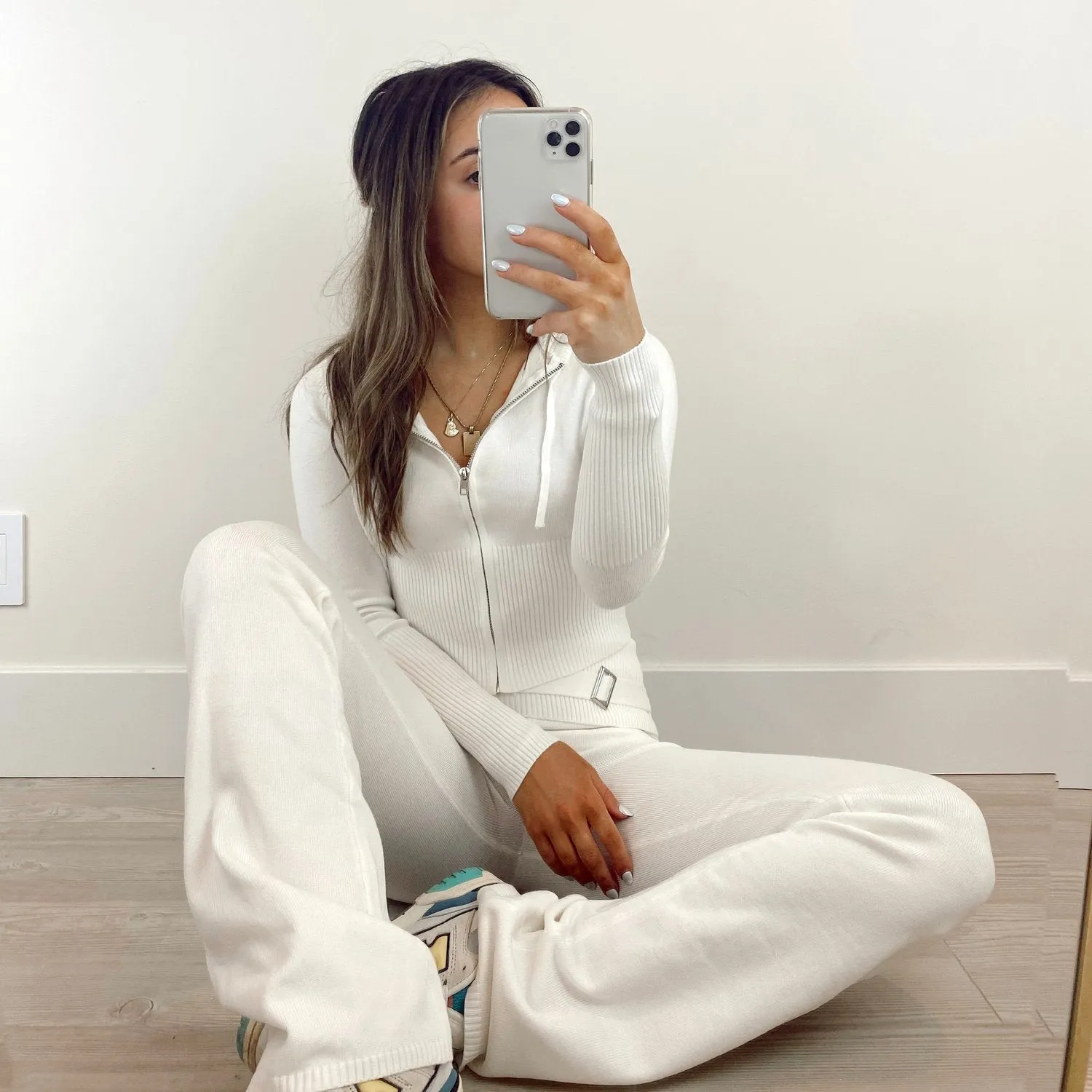 Selina White Knit Pants