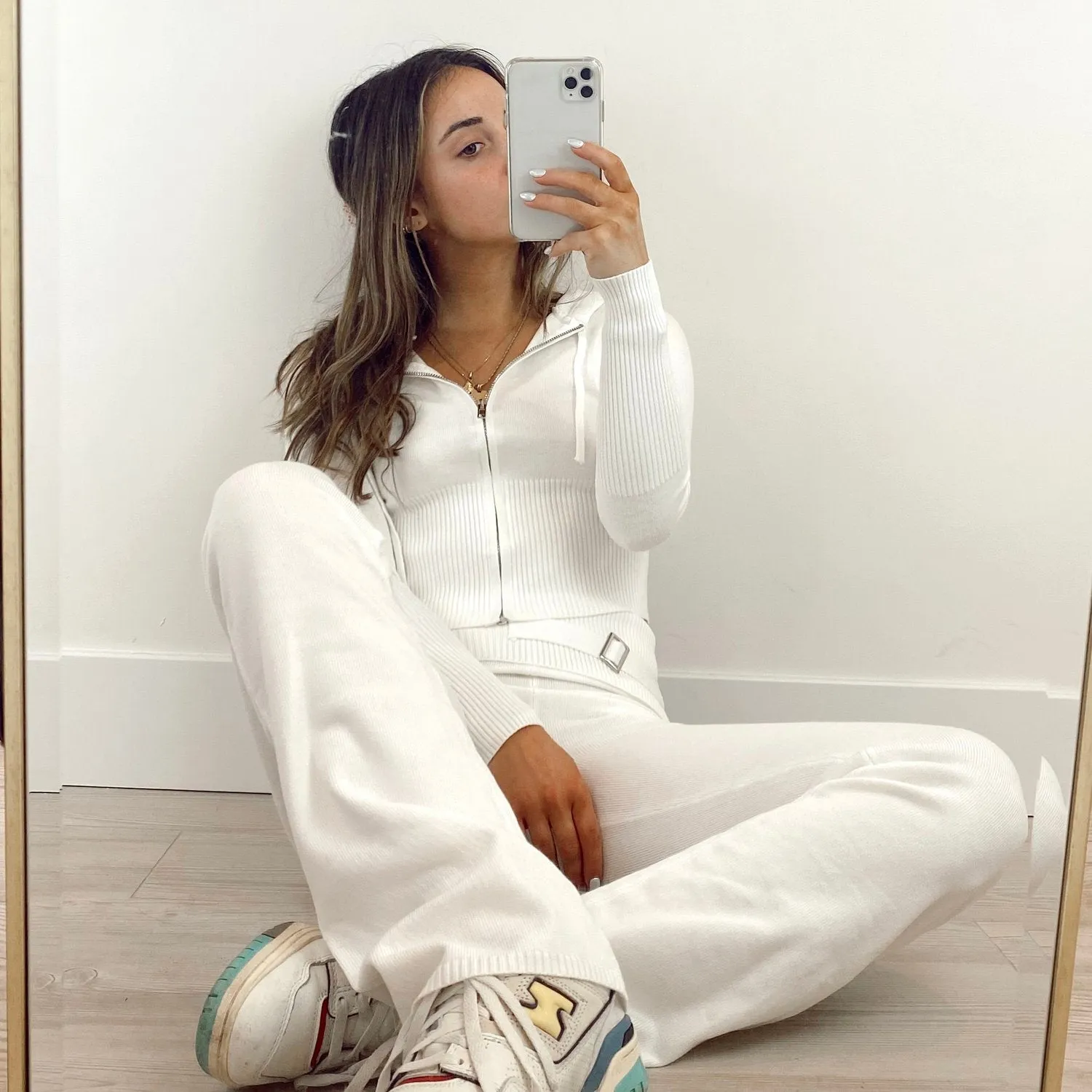 Selina White Knit Pants