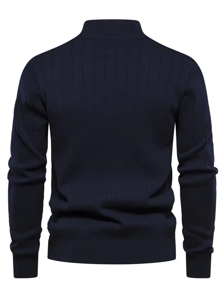 Semi-high Collar Pullover Zipper Knitted Sweaters