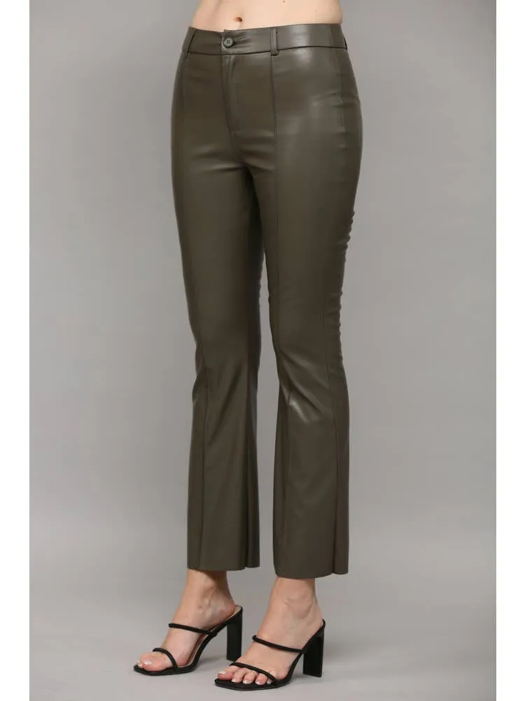 September Faux Leather Flare Pants