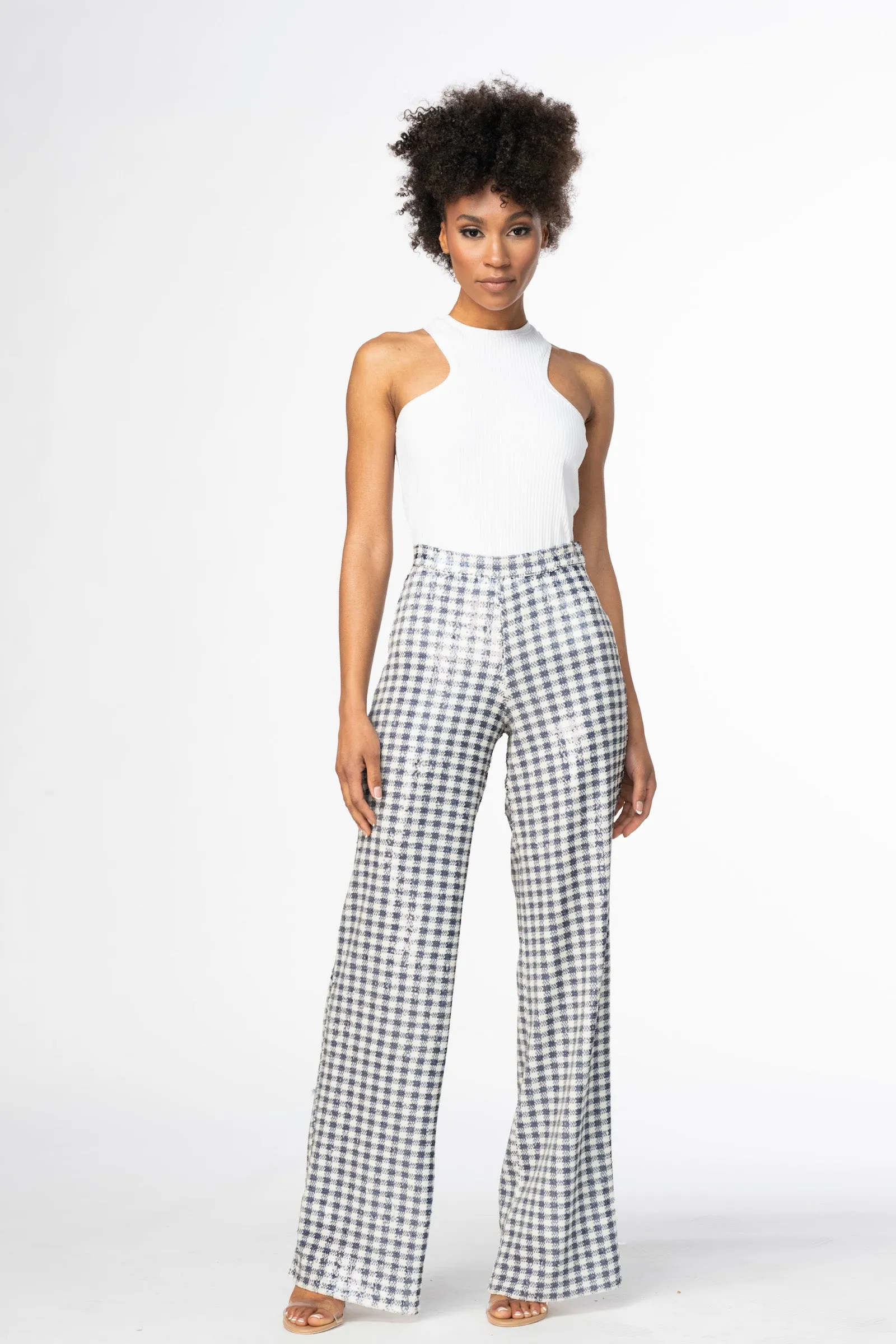 Sequin Gingham Pants