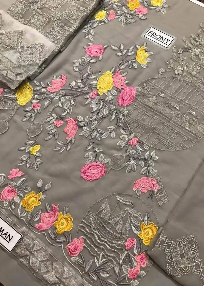 Serene Chiffon Dresses - Embroidered Chiffon Dupatta - Replica - Unstitched