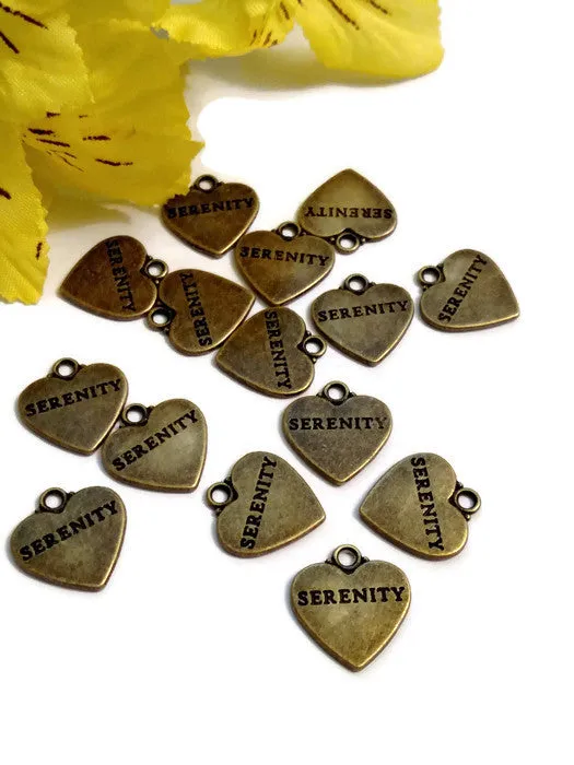 Serenity Heart Charms - Bronze