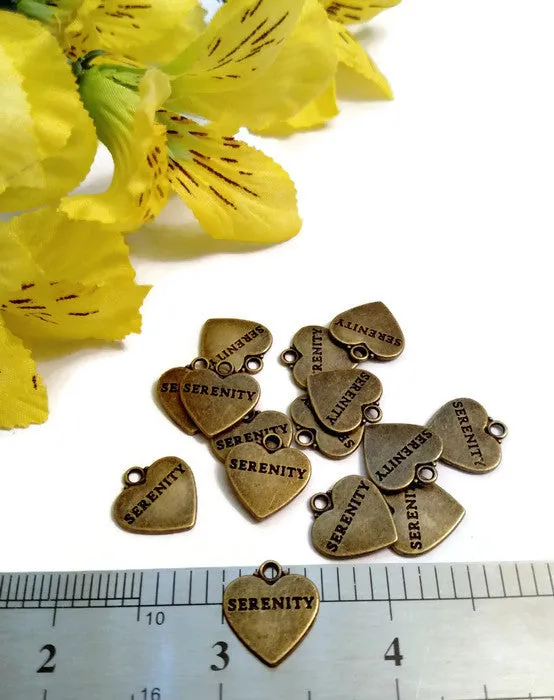 Serenity Heart Charms - Bronze