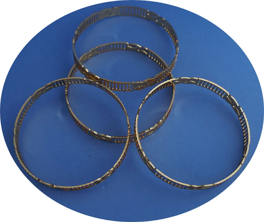 Set of 4 bangle bracelets in white, rose and yellow gold matching most jewelry