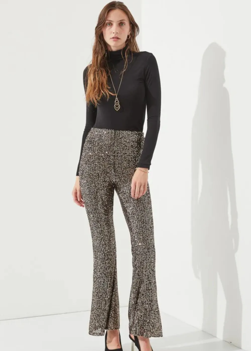 Shine On Sequin Glitter Flare Pants