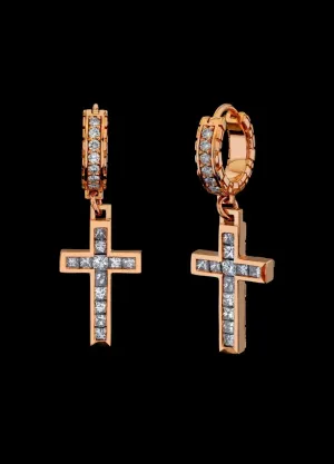 Signature Collection XL Drop Down Ear Cuff   Cross Earrings