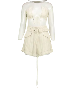 Significant Other Beige Linen Top And Shorts Co-ord UK 4