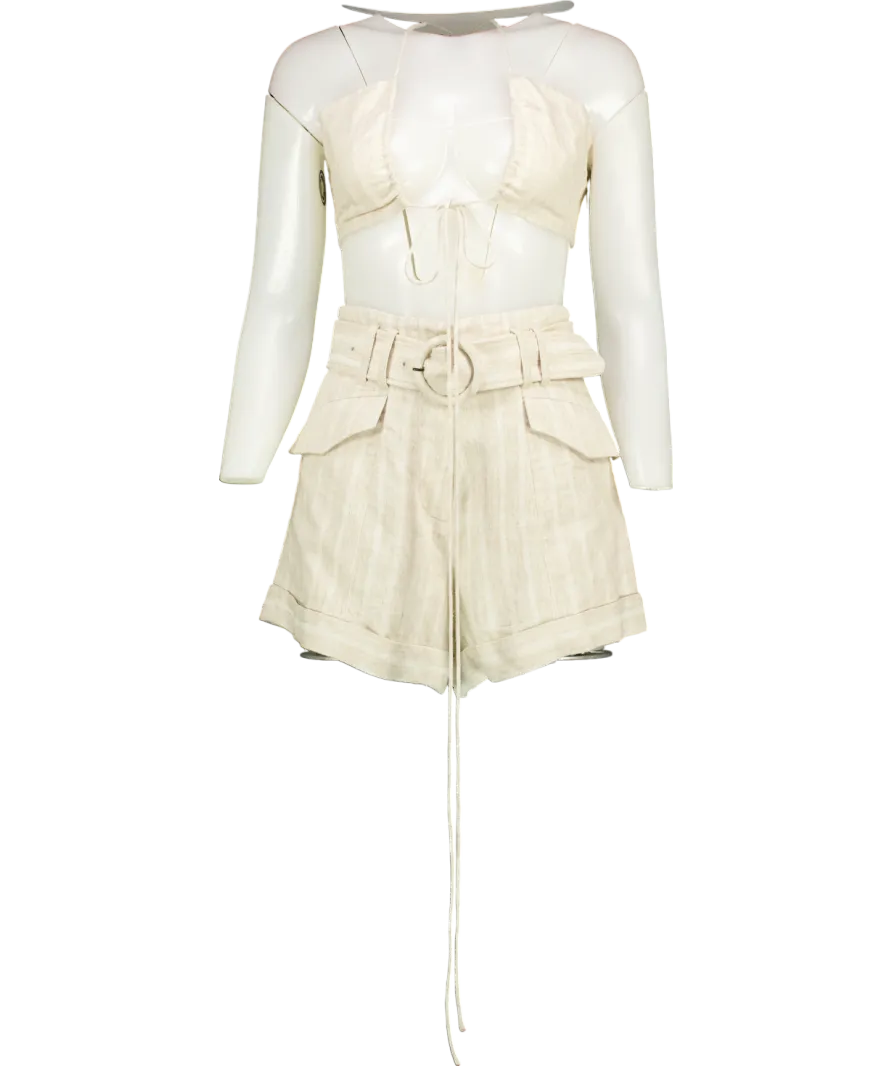 Significant Other Beige Linen Top And Shorts Co-ord UK 4