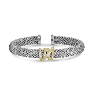 Silver & 18K Gold Prosecco Diamond Tally Bangle