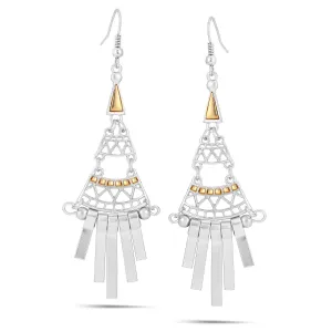 SILVER AND GOLD TASSEL EARRINGS #SWR-CP3011 SIL