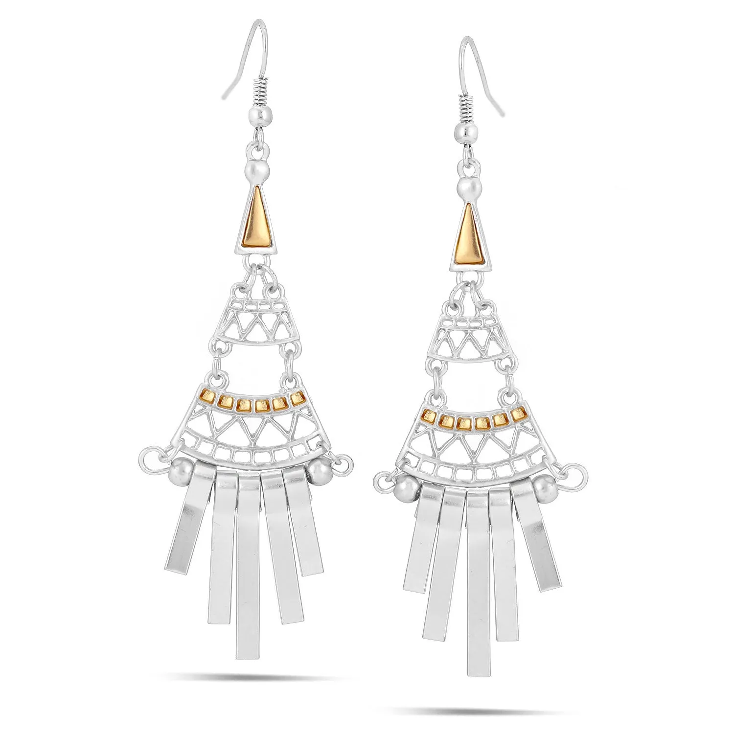 SILVER AND GOLD TASSEL EARRINGS #SWR-CP3011 SIL
