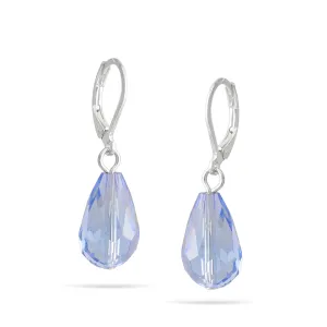 SILVER BLUE CRYSTAL TEARDROP EARRINGS #FW-E155SB (15 FL EXIT Door)