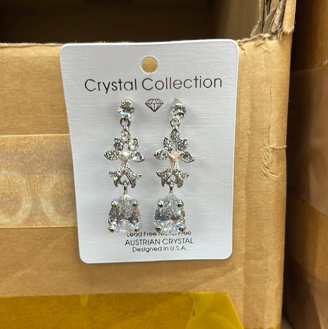 SILVER CRYSTAL CHANDELIER EARRINGS #R2E8_SIL_CRY