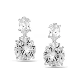 SILVER CRYSTAL POST EARRINGS #24846CR-S (AA14)
