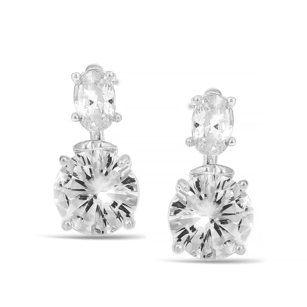 SILVER CRYSTAL POST EARRINGS #24846CR-S (AA14)