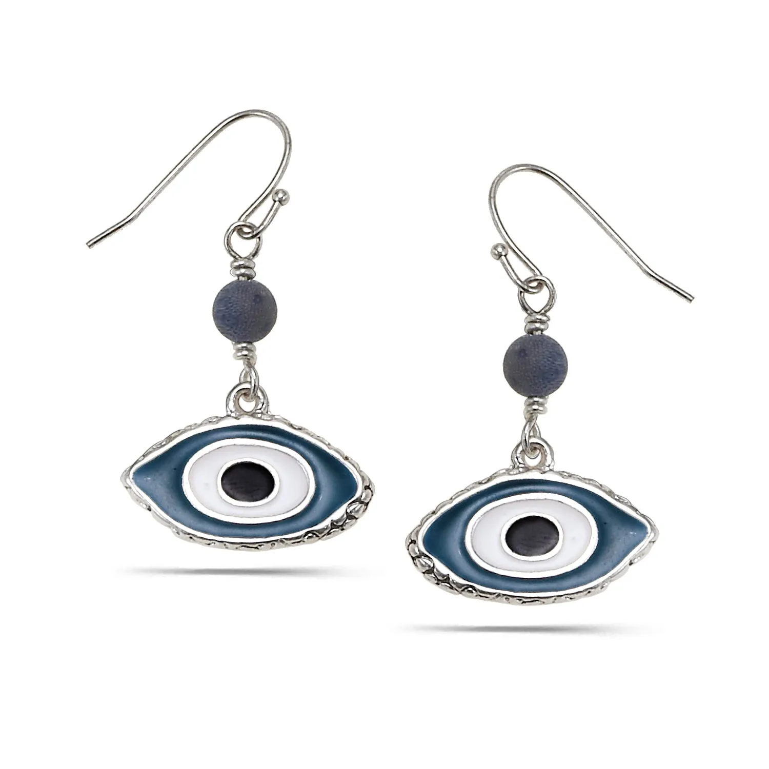 SILVER EVIL EYES  EARRINGS #291BL3201 (1F8)