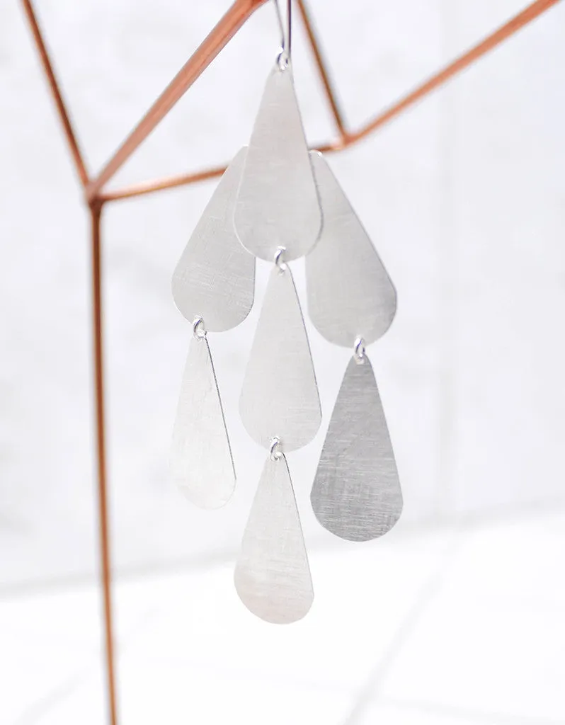 Silver Luxury Tear Chandelier Earrings
