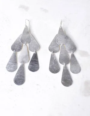 Silver Luxury Tear Chandelier Earrings