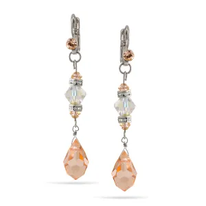 SILVER PEACH CRYSTAL DROP EARRINGS #FW-E40725SCLP (XB2)