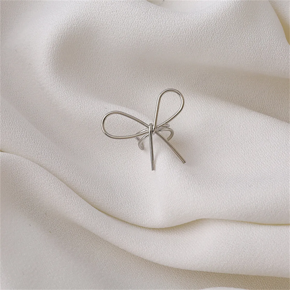 Silver-Plated Bow Ear Cuff