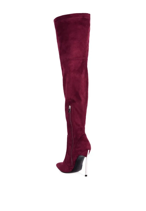 Sizes 6, 7, Stretch Suede Micro High Knee Boots