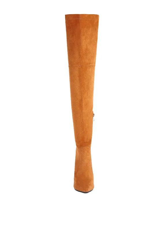 Sizes 6, 7, Stretch Suede Micro High Knee Boots