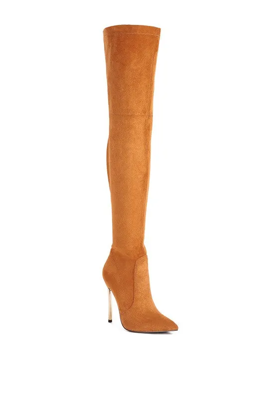 Sizes 6, 7, Stretch Suede Micro High Knee Boots