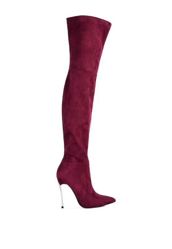 Sizes 6, 7, Stretch Suede Micro High Knee Boots