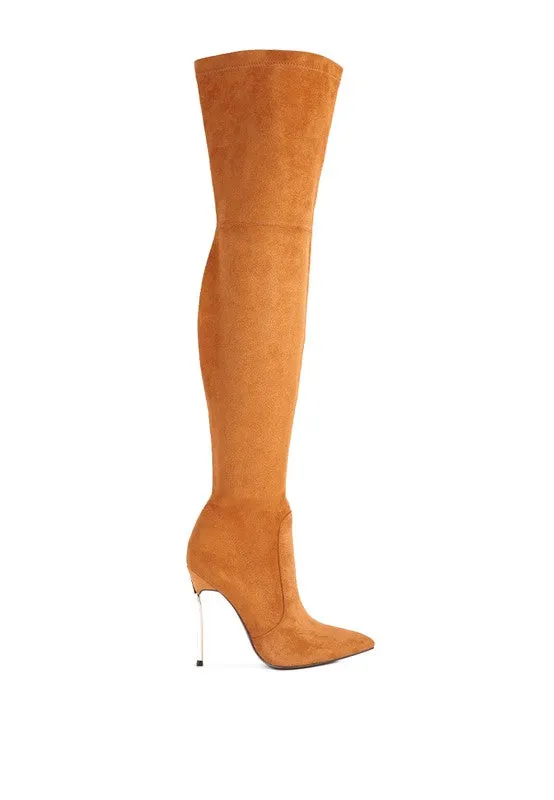 Sizes 6, 7, Stretch Suede Micro High Knee Boots