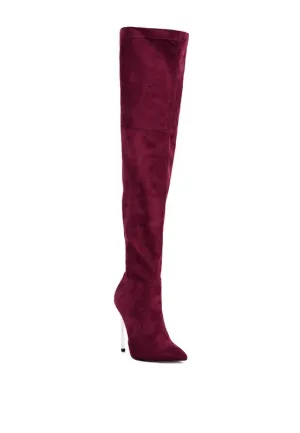 Sizes 6, 7, Stretch Suede Micro High Knee Boots