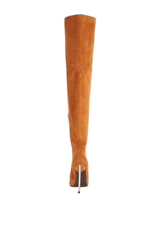 Sizes 6, 7, Stretch Suede Micro High Knee Boots