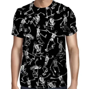 Skateboarding Skulls Black T-Shirt