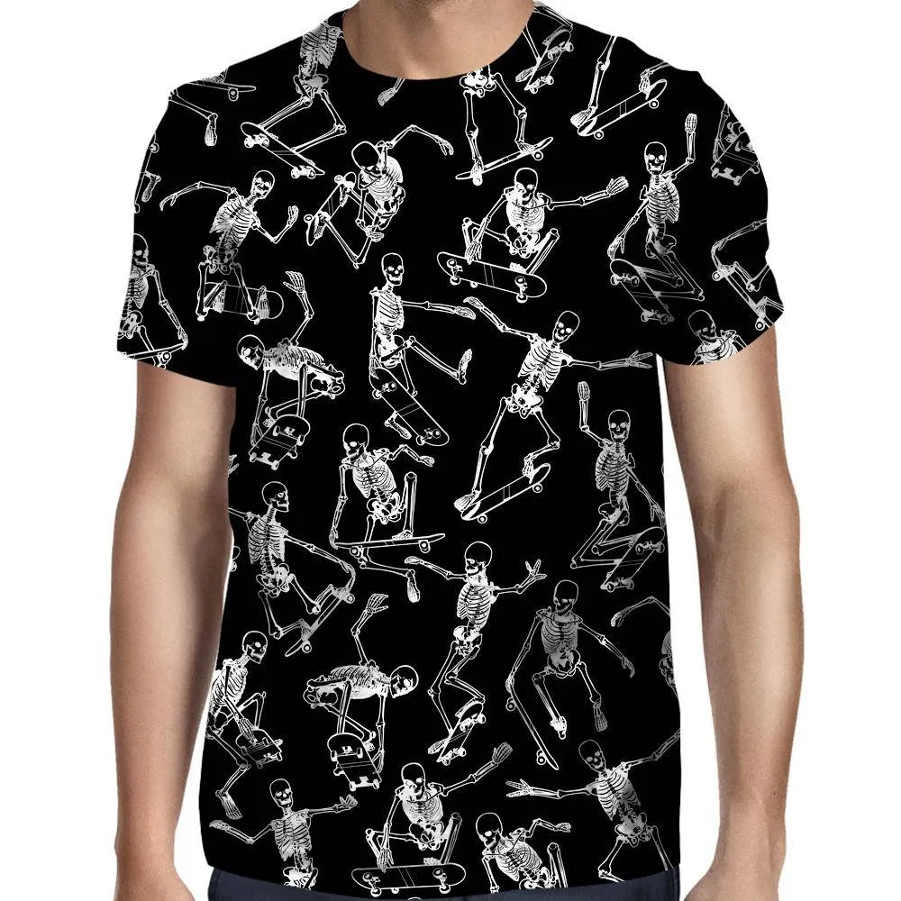 Skateboarding Skulls Black T-Shirt