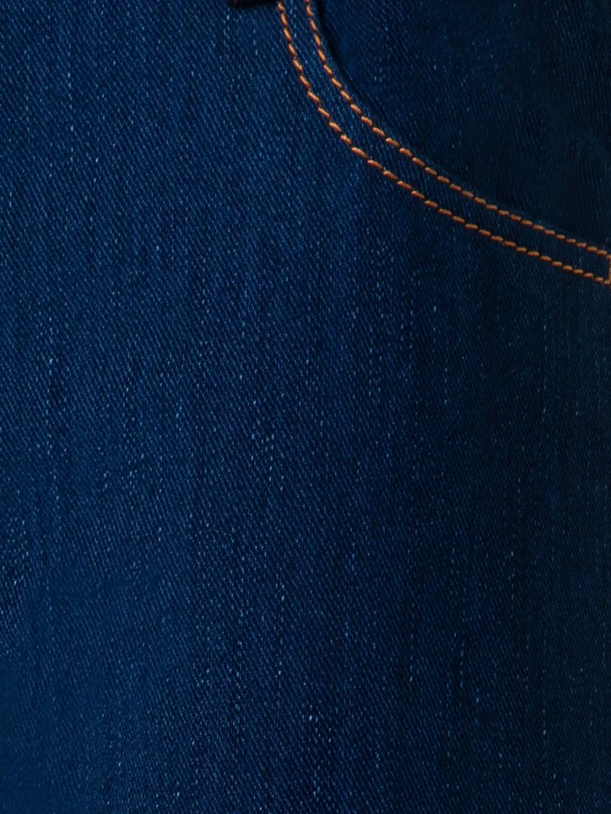 Slim Straight Cotton Denim Stretch Pants